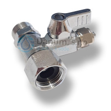 T-kus spojka s kulovým ventilem 3/8”-1/4”-3/8”
